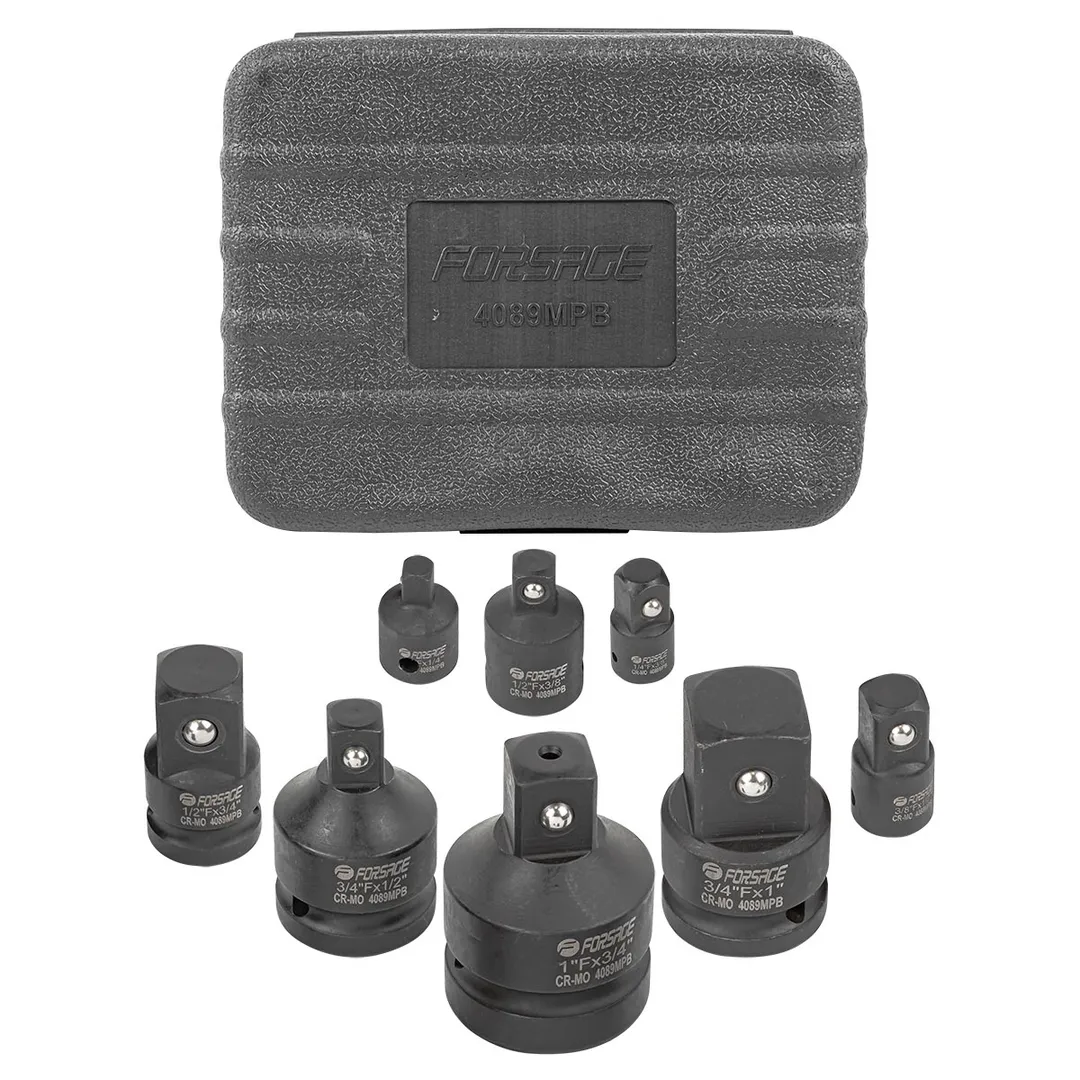 Набор адаптеров ударных,8пр(1/4(F)x3/8"(M),3/8(F)x1/4"(M),3/8(F)x1/2"(M),1/2(F)x3/8"(M),1/2(F)x3/4"(M),3/4(F)x1/2"(M),3/4(F)x1"(M),1(F)x3/4"(M)в кейсе Forsage F-4089MPB