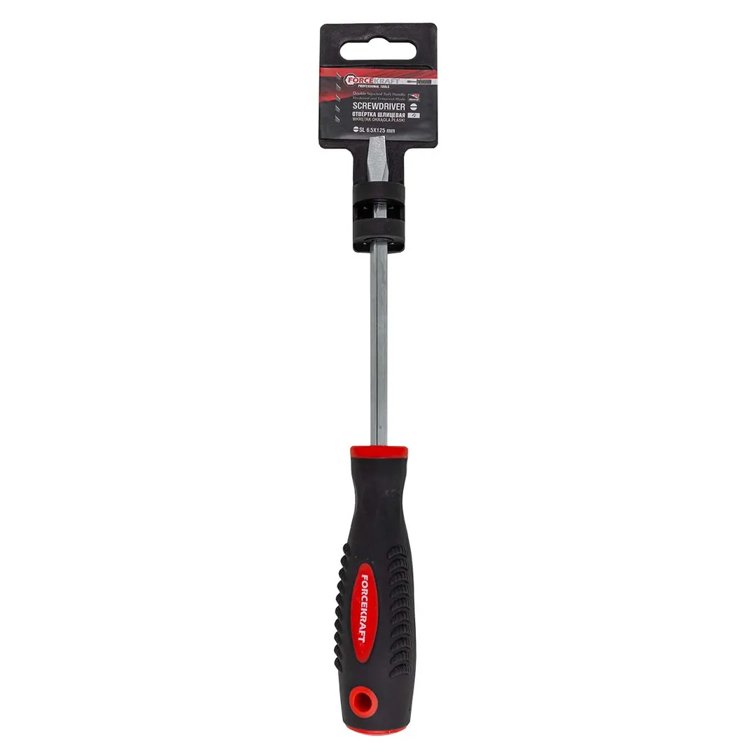 Отвертка шлицевая магнитная "Profi" S2 SL6.5х125мм, FORCEKRAFT FK-70165125