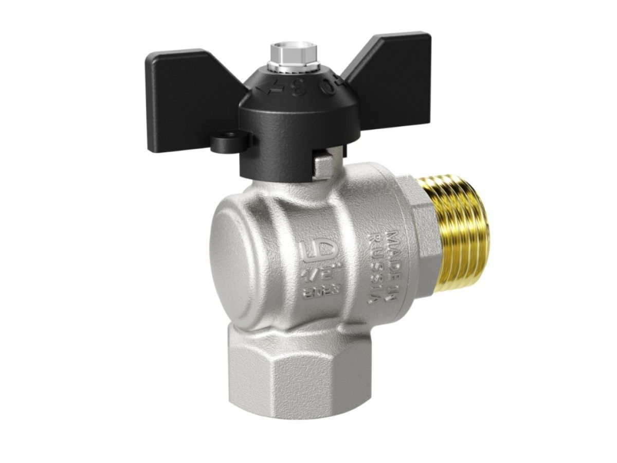Кран шаровый угловой 3/4" нар.-вн. бабочка, LD  LD.47.202.20
