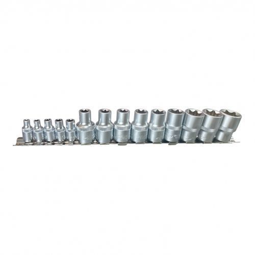 Головки торцевые TORX 1/4" E4-8, 1/2" E10-24, набор 14 предметов H-D HD-0522