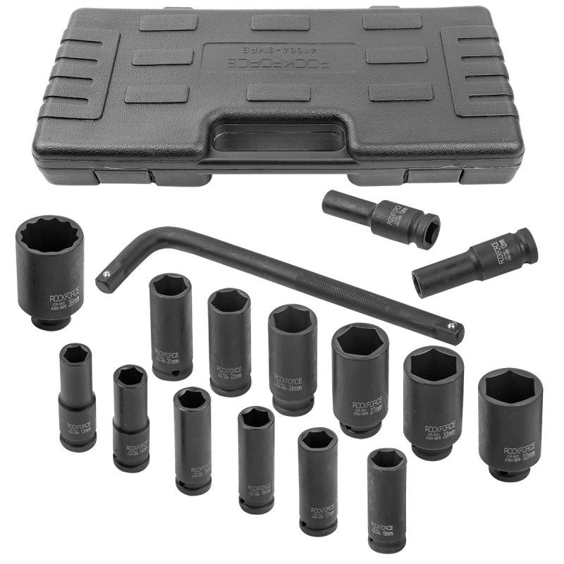 Набор инструментов ударных 1/2" 15+1пр. 6-гр. (10-36мм) Rock FORCE RF-4166A-5MPB