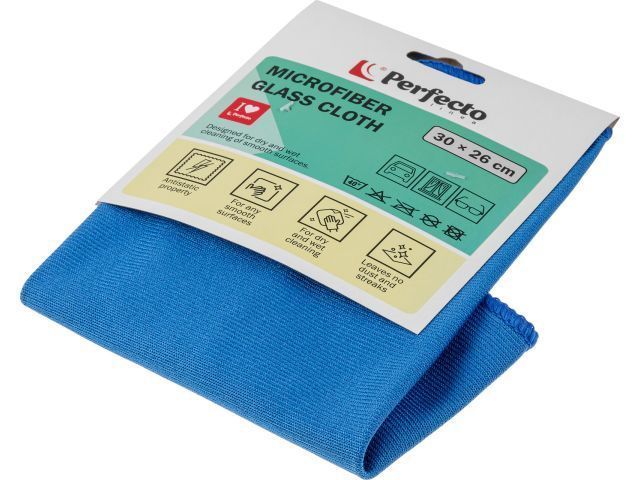 Салфетка из микрофибры Solid (Cолид) 1 шт., 30х26 см, для стекол и зеркал  ...PERFECTO LINEA 45-300111