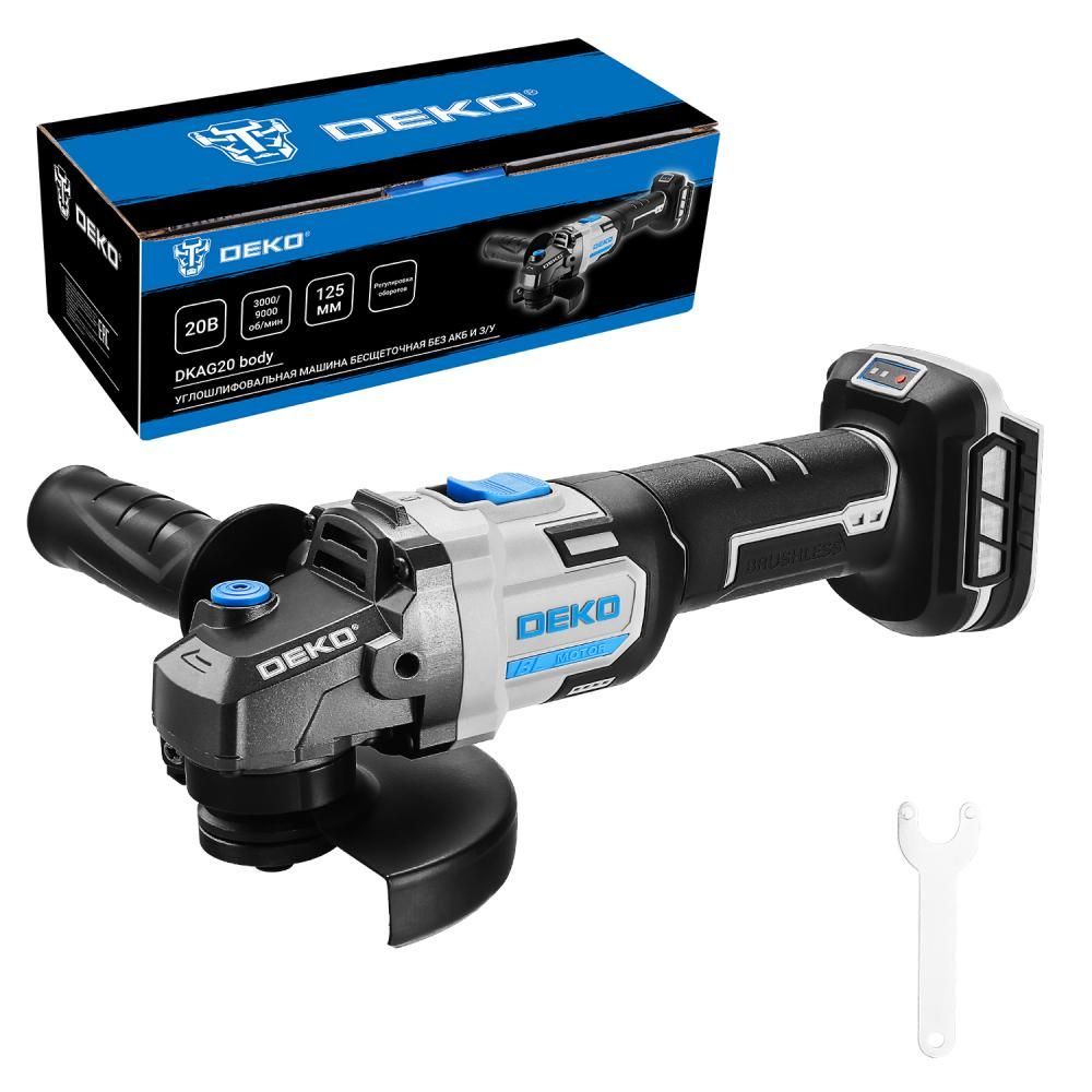Углошлифмашина , 20В, БЕЗ АКБ, 125 мм, 9000 об.мин, DEKO DKAG2 Углошлифмашина , 20В, БЕЗ АКБ, 125 мм, 9000 об.мин, DEKO DKAG2