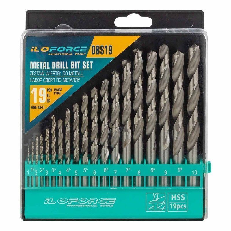 Сверла по металлу, набор 19пр. (1-10мм) ILOforce IF-DBS19