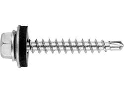 Саморез кровельный 4.8х70 мм цинк, шайба с прокл., PT1, RAL 3003 (2500 шт в коробе) (по дереву, цвет...