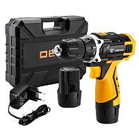 Дрель-шуруповерт аккумуляторная , 12В, 2АКБ 2,0 А/ч, 28 Нм, 0-350/0-1350 об/мин, сталь/дерево 10/20 ...