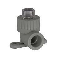 Колено ПП комбинированное с креплением наружная резьба 20х1/2", серый  ...РосТурПласт 11056