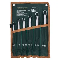 Ключи накидные отогнутые на 75град., набор 6пр. (6х7, 8х9, 10х11, 12х13, 14х15, 16х17мм) RockFORCE ...