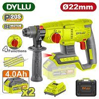 Перфоратор аккумуляторный , 20В, 2АКБ 4,0 А/ч,  4 реж., 0-5400 уд/мин, скор. хол. хода 0-1100 об/мин...