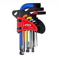 Ключи шестигранные с шариком 1,5-10мм короткие разноцветные (набор 9шт.) CrV  ...