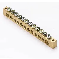 Шина PEN "ноль-земля" (6х9мм) 8 отверстий латунь крепеж по краям PROxima  ...