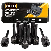 Набор головок-бит TORX ударных 10пр.,1/2''(T30, T40, T45, T50, T55, T60, T70, T80, T90, T100), в кей...