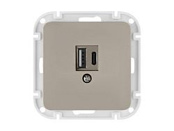 Розетка с двумя USB-разъемами (узел, скрытая) песочная, Astrum  ...