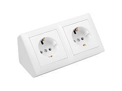 Розетка 2-ая угловая (c/з) белая, Стиль  