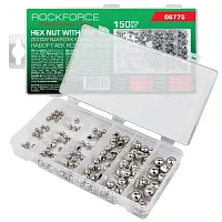 Гайки нержавеющие колпачковые 3-10мм, набор 150пр. RockFORCE 