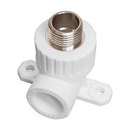 Колено ПП комбинированное с креплением наружная резьба 20х1/2", белый диаметром 20 mm  ...РосТурПласт 10806