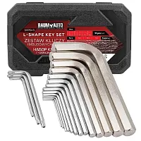 Ключи Г-образные 6-гранные, набор 13+3пр. (2, 2.5, 3-8, 10, 12, 14, 17, 19мм + T25, T30, T40) Baum A...