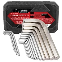 Ключи Г-образные 6-гранные, набор 13+3пр. (2, 2.5, 3-8, 10, 12, 14, 17, 19мм + T25, T30, T40)  ...