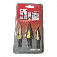 Сверла по металлу ступенчатые 3-20мм с хвостовиком HEX 1/4", HSS 4241, набор 3 предмета  ...
