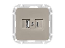 Розетка с двумя USB-разъемами (скрытая, узел) песочная, Astrum  ...