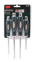 Набор отверток силовых магнитных ''Profi''4пр.(SL:5.5х100,6.5х125мм, PH:1х75,2х125мм)в блистере Rock...