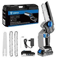 Пила цепная аккумуляторная, 20В, 2АКБ 2,2 А/ч, 6'', 1/4'',  DEKO DKCHS 20 ...