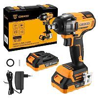 Гайковерт аккумуляторный, 20В, 2АКБ 3,0 А/ч, 1/2", 2450 об.мин, 350 Нм, DEKO DKISFU-Li...