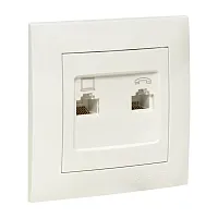 Валенсия розетка RJ-45+RJ11 2-местная белая  