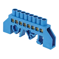 Шина "0" N (8х12мм) 8 отверстий латунь синий нейлоновый корпус комбинированный PROxima  ...