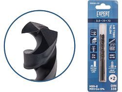 Сверло по металлу ц/х 3.5х39х70 мм HSS-Co, комплект из 2-х шт Black EXPERT (кобальт 5%)  ...