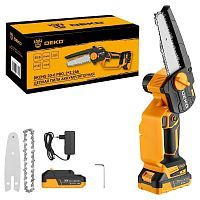 Пила цепная аккумуляторная, 20В, 2АКБ 2,2 А/ч,  4'' / 6'', 1/4'', DEKO DKCHS 20-6 PRO ...