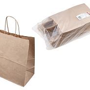 Пакет бумажный с ручками, б/п, 260*150*350, крафт, 50 шт  PERFECTO LINEA 47-260150