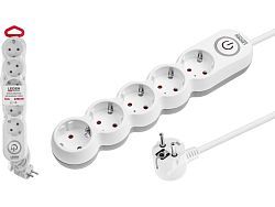 Удлинитель 5м (5 роз., 2,2кВт, с/з, выкл, ПВС 3х0,75)  