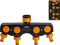 Разветвитель для шланга 4-канальный 3/4" и 1" METSA () (четырехканальный разделитель поток...