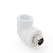 Колено ПП комбинированное наружная резьба 25х3/4", белый  ...РосТурПласт 10802