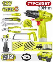 Дрель-шуруповерт с набором инструмента   (77 предметов)