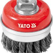 Щётка-крацовка чашка крученная с кольцом  75mm М14 INOX  YATO YT-4768