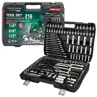 Набор инструментов 216пр. 1/4", 3/8", 1/2" (6гр.) RockFORCE LIGHT ...