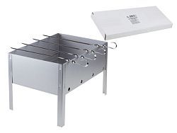 Мангал со складным дном с шампурами в г/кор.(335х230х230, дно 2шт., 4 шамп.угл.)(размер 335х230х230,...