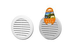 Решетка круглая с москитной сеткой, белая, с фланцем d125, внеш. D161  ...