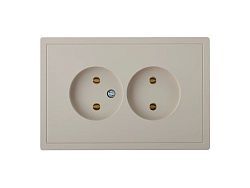 Розетка 2-ая (скрытая, б/з) песочная, Carre  