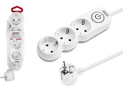 Удлинитель 3м (3 роз., 2,2кВт, с/з, выкл, ПВС 3х0,75)  