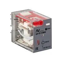 Реле промежуточное с кнопкой и мех. Индикацией RPAt 22/4 5A 230В AC AVERES  ...