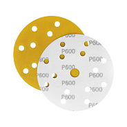 Наждачная бумага желтая D150 мм P600 Velcro (тип зерна – оксид алюминия) 15 отверстий  ...Гамматест M3-255D150P600