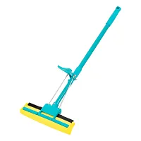 Швабра отжимная, 110 см, губка PVA 26х5,5х6 см, телескопическая рукоятка, бирюзовая, Home PALISAD ...