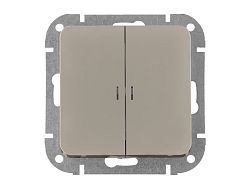Выключатель 2 клав. (cкрытый, 10А) со световой индикацией песочный, Astrum  ...