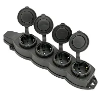 Розетка (колодка) четырехместная с защит. крышками каучуковая 230В 2P+PE 16A IP44 Марс  ...