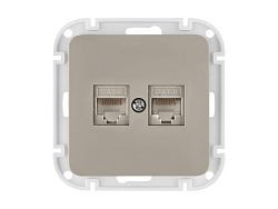 Розетка 2-ая компьютерная (скрытая) песочная, Astrum  