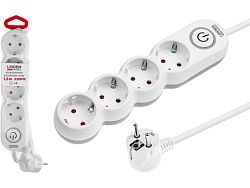 Удлинитель 1,5м (4 роз., 2,2кВт, с/з, выкл, ПВС 3х0,75)  