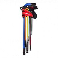 Ключи шестигранные с шариком 1,5-10мм удлиненные разноцветные (набор 9шт.) CrV  ...